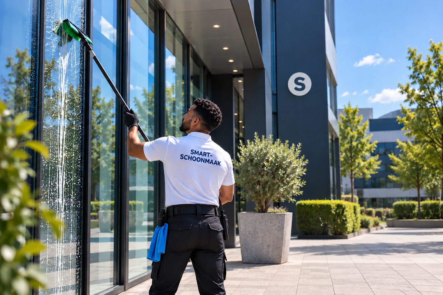 Medewerker van Smart-Schoonmaak aan het werk